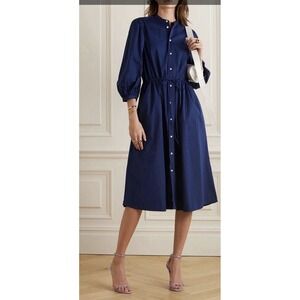 Polo Ralph Lauren Cotton Poplin Midi Shirtdress Blue Shirt Dress Size 6